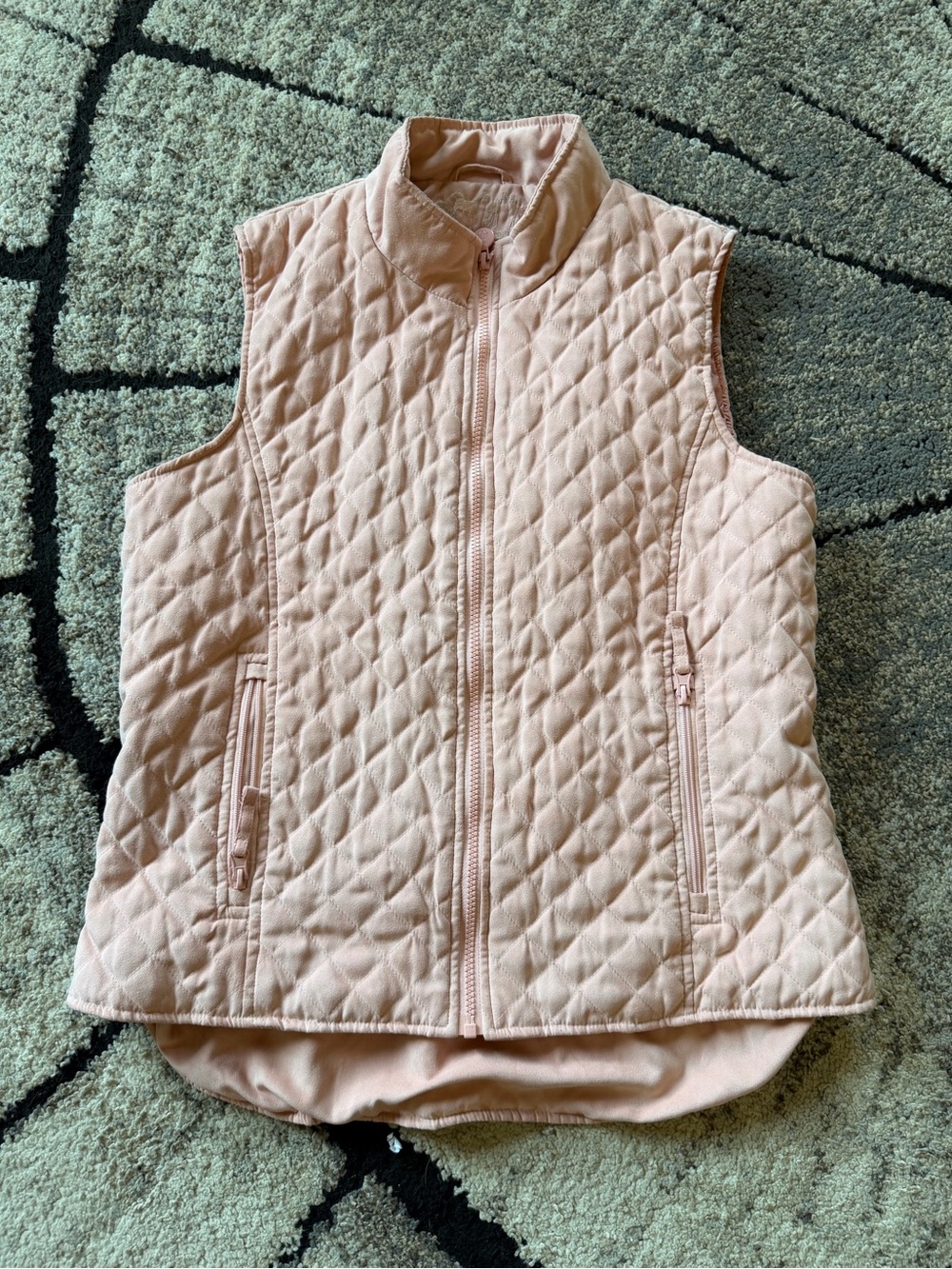 Quilted Sleeveless Zip Front Vest - Light Blush